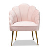 Baxton Studio Cinzia Pink Velvet Upholstered Gold Finished Seashell Shaped Chair 161-10400